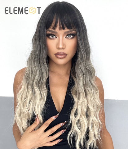 Black Friday Big Sales New Synthetic Wigs For Women Natural Dark Brown Color Medium Headband Wig Heat Resistant Hair Wig With Bangs