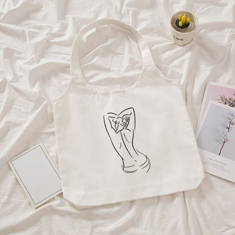 Girl Print Canvas Shopping Tote Bag Gift for Ladies Reusable Shopper Bag Women Art Fashion Bags Female Eco Friendly Cloth Bag