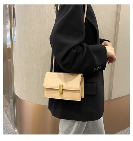 Women's Handbag 2022 Korean Retro Square Bag PU Leather Shoulder Strap Messenger Bag Simple Casual Crossbody Bags