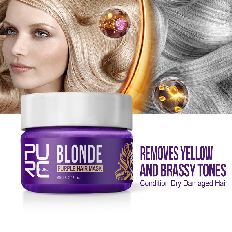 Anti Brass Off Purple Hair Mask Repairs Frizzy Soft Smooth Removes Yellow Brassy Tones Hair Mask Hair Care Treatment