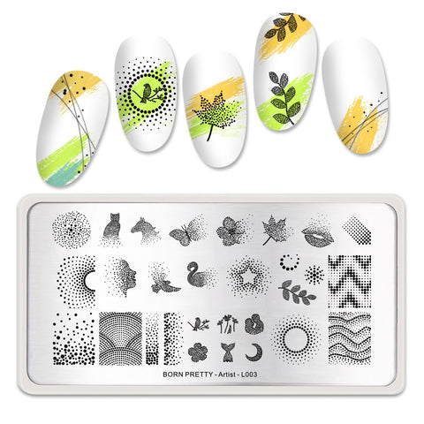 Beyprern Christmas Gift BORN PRETTY Stamping Plates Fall Maple Leaves Image Nail Art Template Nail Design Stainless Steel Autumn Theme Nail Art Tools
