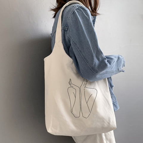 Face Abstract Printing Canvas Bag Shopper Large-capacity Ulzzang Female Tote Shoulder Bags Ins Korean Harajuku Shopping Bags