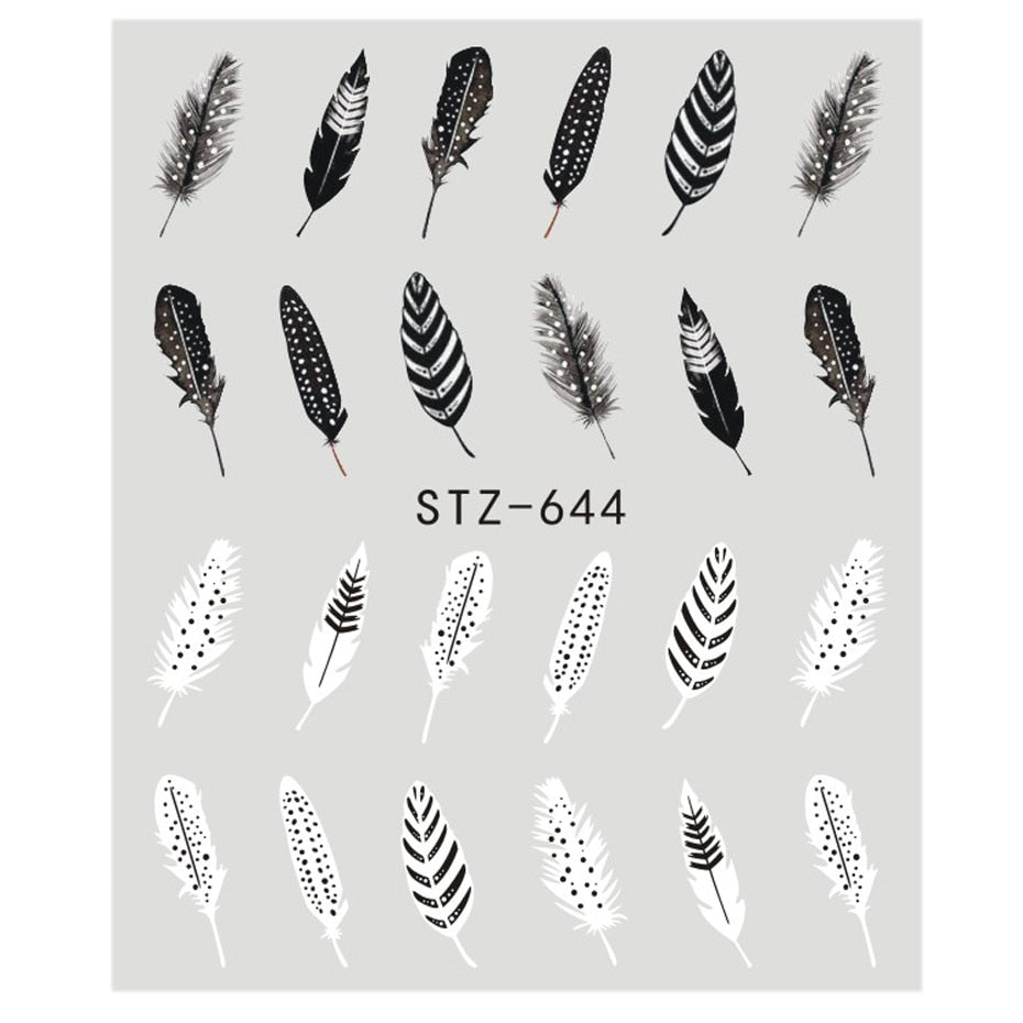 Full Beauty 1 Sheet Nail Water Sticker DIY Black Abstract Image Nail Art Paper Decoration Manicure Style Tool CHSTZ651-53