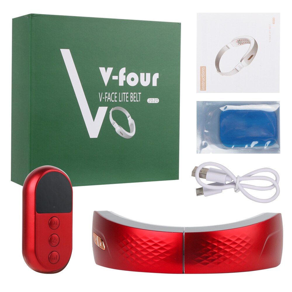 Face Chin V-Line Up Lift Belt Machine EMS Red Blue LED Photon Therapy Slimming Vibration Massager Remote Control Facial Lifting
