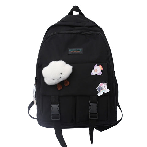 Cute Clouds Women's Travel Backpack Nylon School Bag for Teenage Girls Student Book Laptop Rucksack Mochila Female Schoolbag