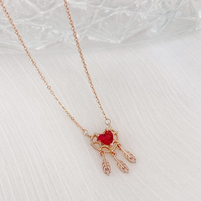Korean Sweet Cute Heart Zircon Choker Necklace For Women Girls Elegant Dreamcatcher Collares Jewelry Kolye Gifts