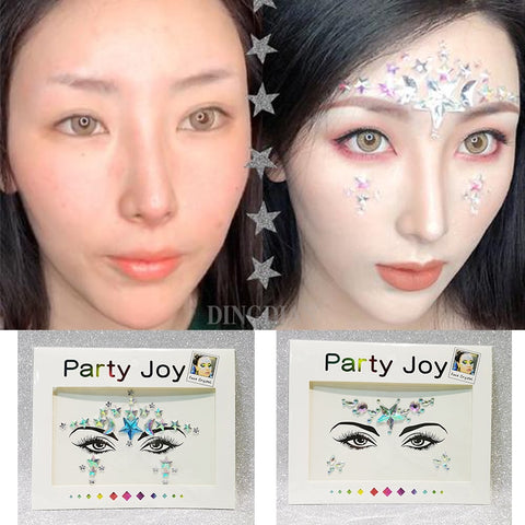 Beyprern 3D Sexy  Face Tattoo Stickers Temporary Tattoos  Glitter Fake Tattoo  Rhinestones For Woman  Party Face Jewels Tatoo