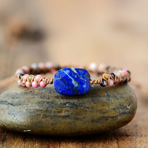 Lapis Lazuli Stone Wrap Bracelets Femme Rhodonite String Braided Cute Friendship Bracelet Bangle Bohemian Jewellery