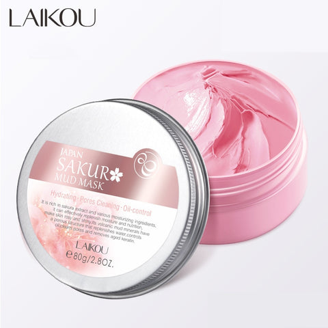 LAIKOU Naturals Sakura Volcanic Mud Mask For Face And Body, Purifying Face Mask For Acne, Blackheads, And Oily Skin.2.8oz