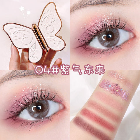 AGAG Brand 6 colors Eyeshadow palette butterfly Eye shadow lucky Koi Pearl Sequins Glitter Matte Makeup plate glitter eyeshadow