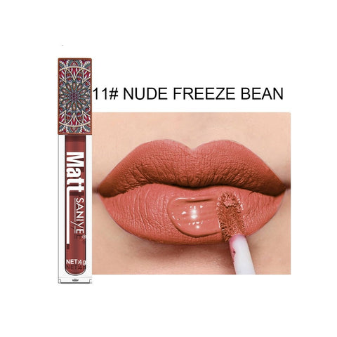 Beyprern Waterproof Matte Nude Lip Gloss Brown Nude Pigment Dark Red Long Lasting Velvet Liquid Lipstick Women Makeup Lip Glaze 1PCS