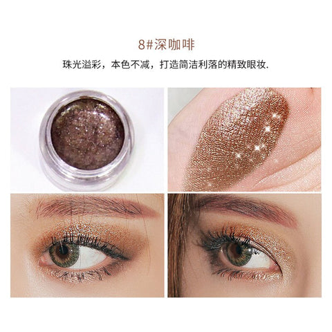 Beyprern 12-Color Metallic High-Gloss Jelly Gel Eyeshadow Lying Silkworm Liquid Lasting Diamond Glitter Liquid Pigment Sequin Eyeshadow
