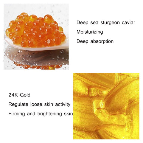 Deep Sea Caviar 24K Gold Moisturizing Eye Mask Remove Dark Circles Anti Age Bag Skin Care Collagen Gel Eye Patches