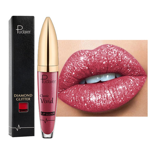 Beyprern Pudaier Glitter Velvet Matte Lip Gloss Waterproof Long Lasting Red Black Liquid Lipsticks Makeup Sexy Shiny Lip Tint Cosmetic