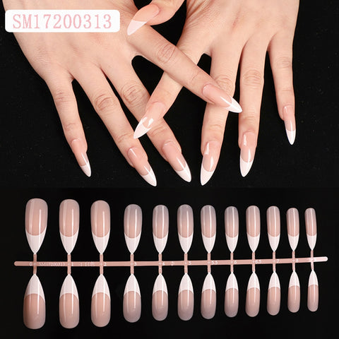 Beyprern Christmas gifts Fashion 24Pcs French Nails For Women Simple Pink INS Style Fake Nails Acrylic Fake Full Tips False Press On Nail With Designs