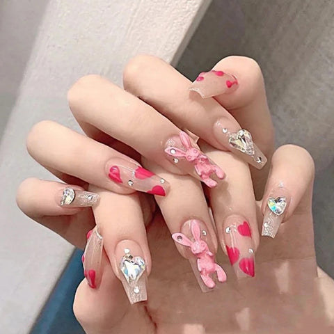 Beyprern Long Coffin False Nails Aurora Butterfly With Designs French Ballerina Fake Nails Wearable Nail Stickers Full Cover Nail Tips