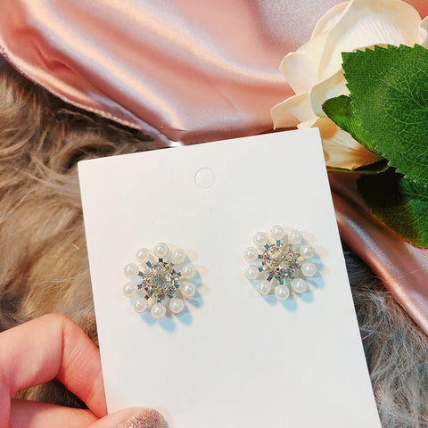 Korean TV Star Pearl Flower Choker For Women Ladies Fashion Crystal Wedding Necklace Bijoux Colares Jewelry