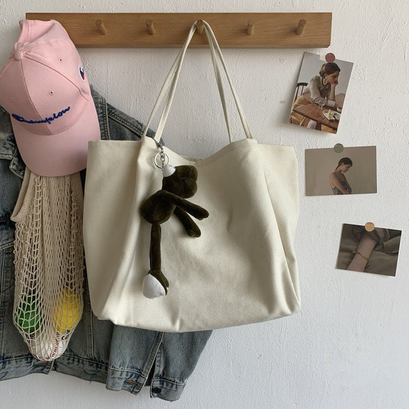 Simple Canvas Tote Bag Women Large Capacity Handbag Solid Shoulder Bag Shopping Handbag Reusable Girls Totes Bags for Women