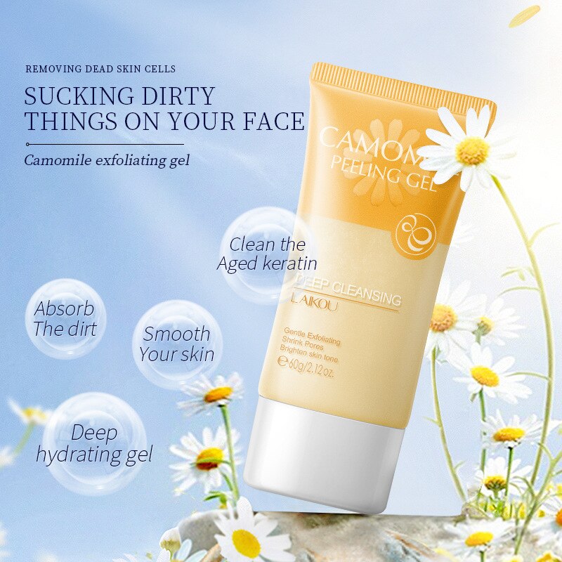 60g LAIKOU Chamomile Exfoliating Peeling Gel Facial Scrub Deep Moisturizing Soothing Skin Tightening Pores Face Cream Skin Care