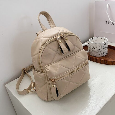 Western Small Backpack Women Autumn and Winter PU Leather Backpacks New Trendy Fashion Shoulder School Bags Versatile Dual-use