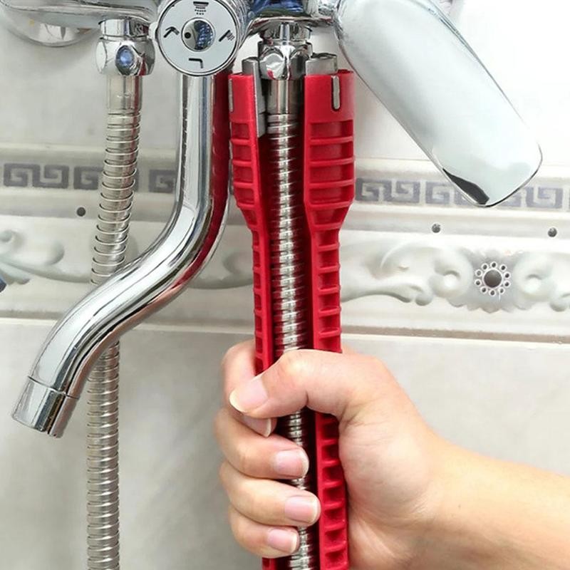 Beyprern 8 In 1 Anti-slip Kitchen Repair Plumbing Tool Flume Wrench Sink Faucet Key Plumbing Pipe Wrench Bathroom Wrenches Tool Sets