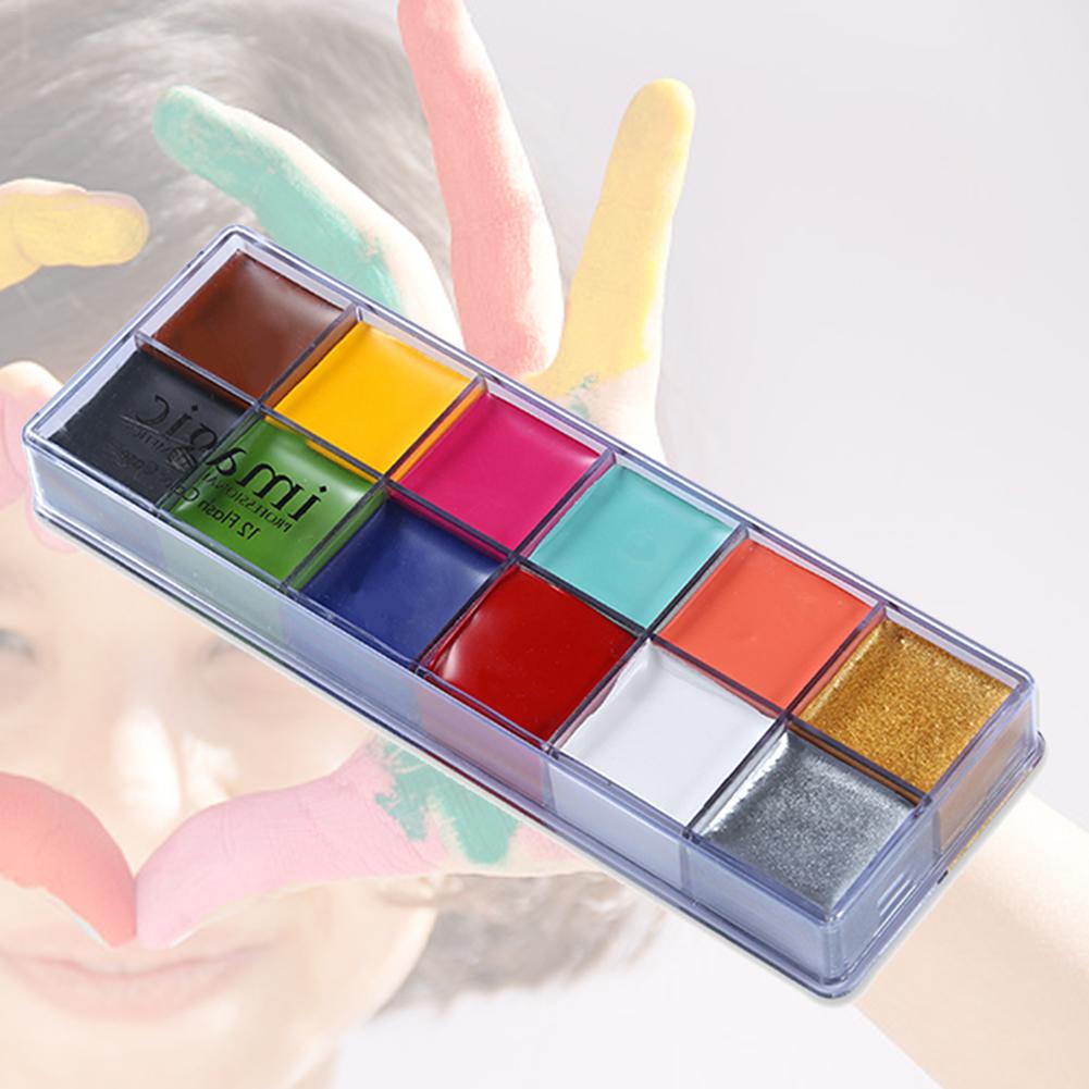 Painting Flash Paint 12 Colors Professional Eyes Cosmetic Halloween Children Face Paints Makeup Palette Eyes Body Cosmetic