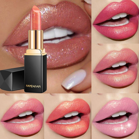 2022 New 9 Colors Luxury Lipstick Lips Makeup Waterproof Shimmer Long Lasting Pigment Nude Pink Mermaid Shimmer Lipsticks Makeup