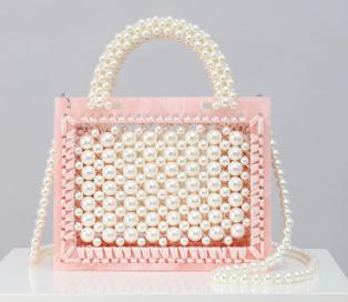 Beyprern 2023 New Rainbow Handmade Beaded Woven Pearl Transparent Acrylic Handbag Shoulder Diagonal Women's Bag Evening Clutch Bags