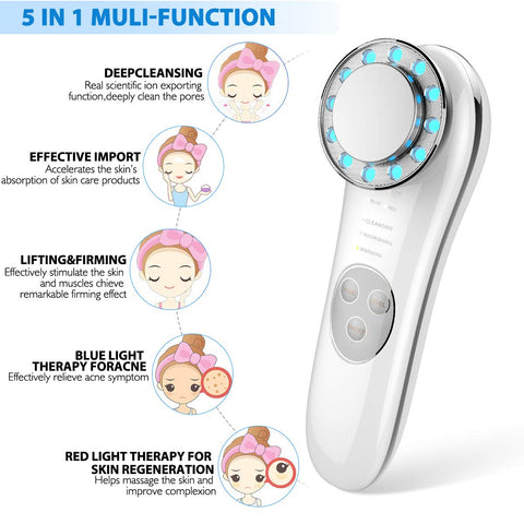 7 in 1 Face Cleaner Lifting Machine EMS High Frequency LED Photon Face Skin Rejuvenation Wrinkle Remover Facial Beauty Care Tool