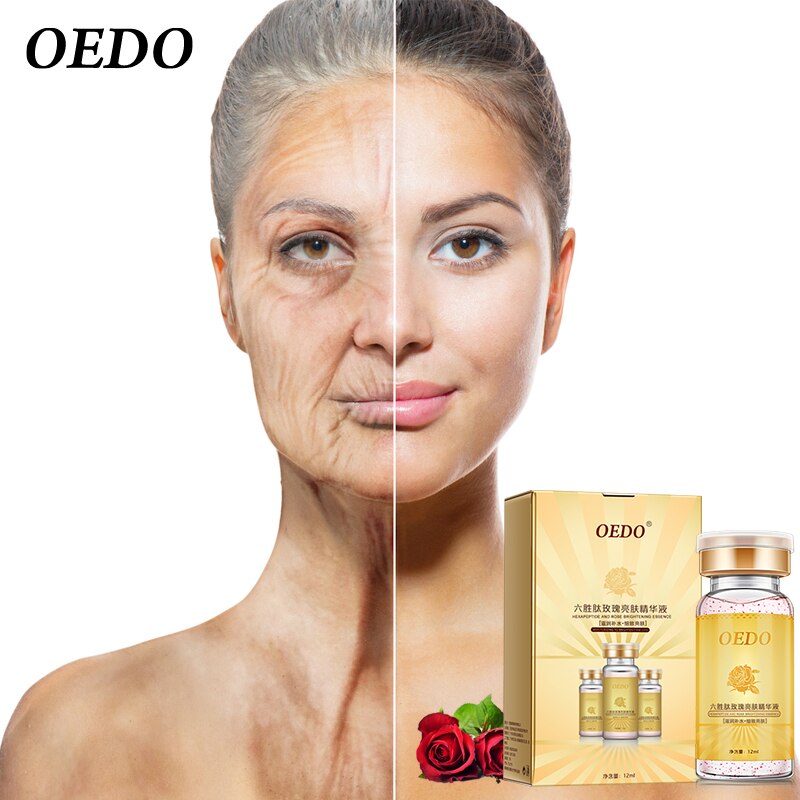 Rose Emulsion Contain Hexapeptides Serum Anti Aging Skin Care Whitening Moisturizing Face Essence Brighten Skin Repair Lotion