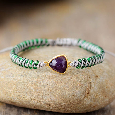 Natural Stone Charm Bracelets Amethysts String Braided Macrame Bracelets Friendship Wrap Bracelet Femme Women Jewelry Wholesale