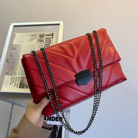 Crossbody Bags for Women New Casual Thread Chain Fashion Simple Shoulder Bag Ladies Designer Handbags PU Leather Messenger Bags