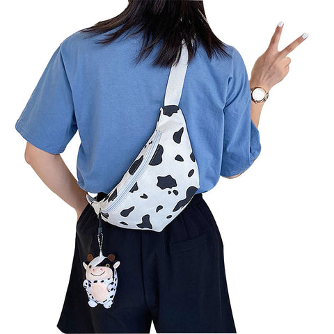 Women Cow Print Waist Bag Fanny Pack Pouch Sport Hip Chest Crossbody Shoulder Purse New Satchel Belly Band Belt Bag