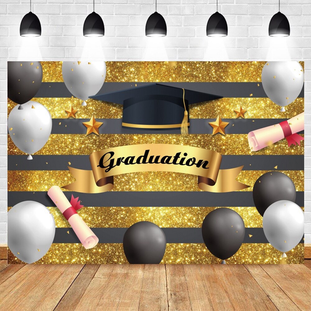 Graduation Party Photography Backdrop Bachelor Cap Congratulations Balloon Decor Photographic Background Photophone Photo Studio