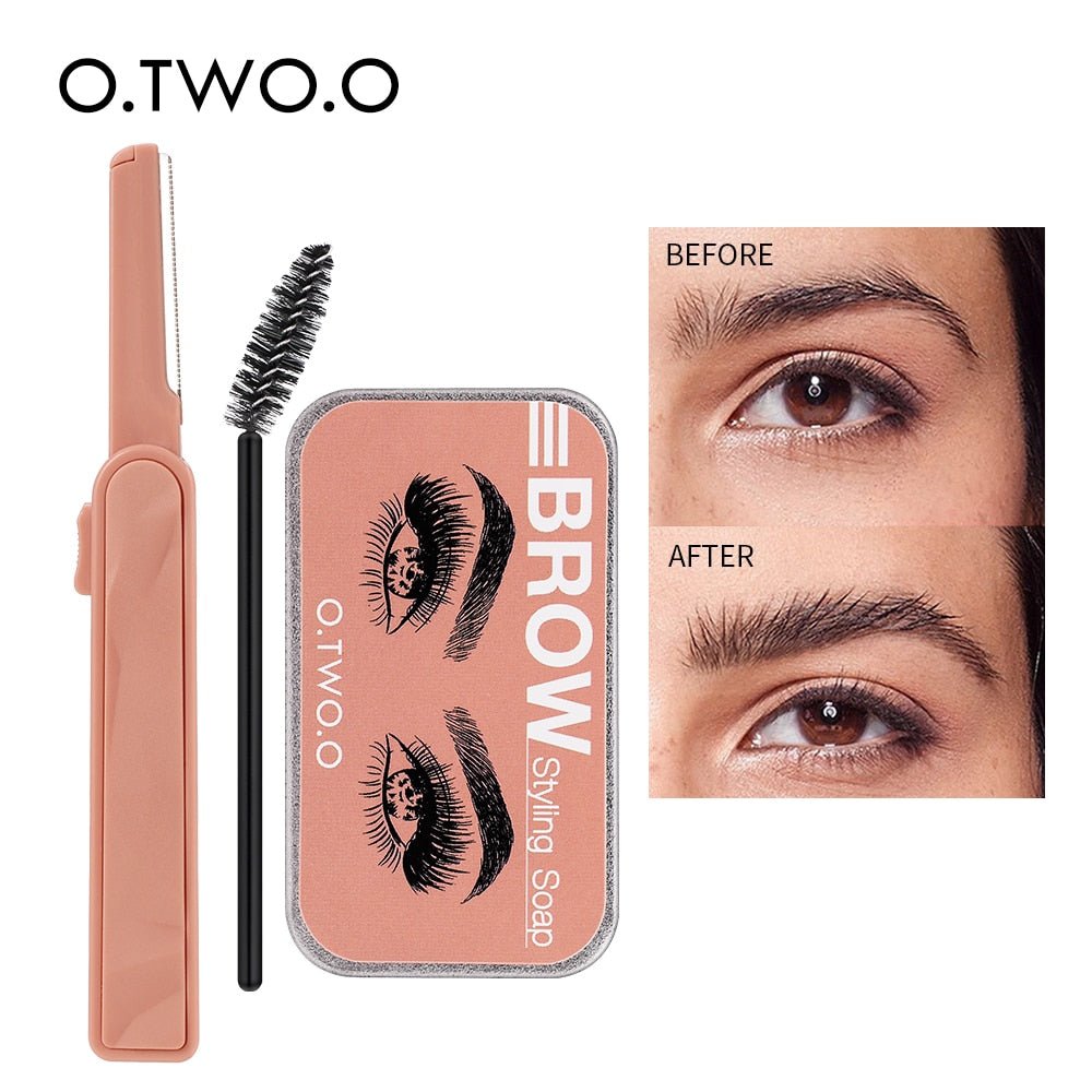 O.TWO.O Eyebrow Soap Brow Sculpt Lift Brow Styling Soap Waterproof Long Lasting Eyebrow Gel Pomade Eyebrow Soap Wax With Trimmer