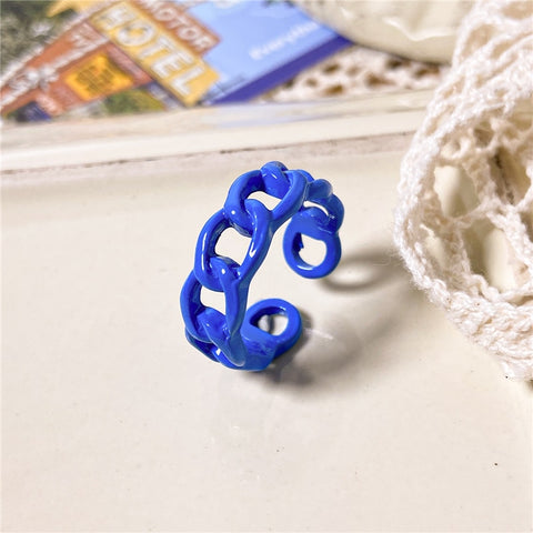 Beyprern 17KM Bohemian Geometric Heart Rings For Women Men Rainbow Color Painting Metal Couple Rings Gifts  Jewelry