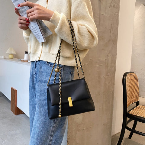 Simple Chain Designer Scrub PU Leather Crossbody Bags For Women 2022 Women's Trend Handbags Branded Small Luxury Cross Body Bag