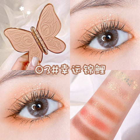 AGAG Brand 6 colors Eyeshadow palette butterfly Eye shadow lucky Koi Pearl Sequins Glitter Matte Makeup plate glitter eyeshadow