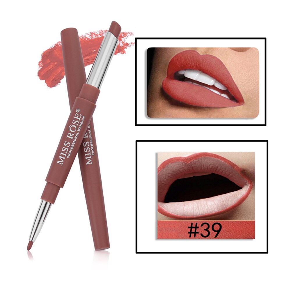 2 In 1 Double-ended Lip Liner Waterproof Lipstick Lasting Pigment Lip Liner Makeup Makeup Waterproof Easy To Wear Natural TSLM1