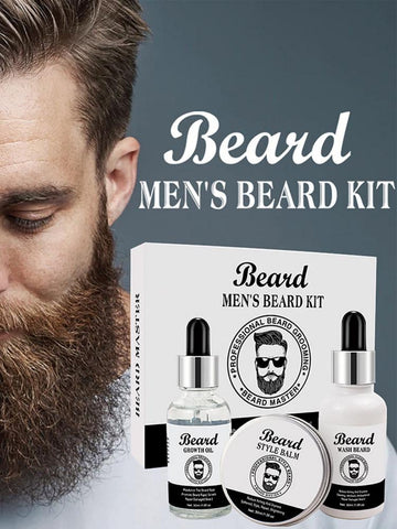 Beard Care Set Premium Anti-frizz styling beard Grooming Supplies Containing Foam Growth Oil Balm Conditioner for caring and moi