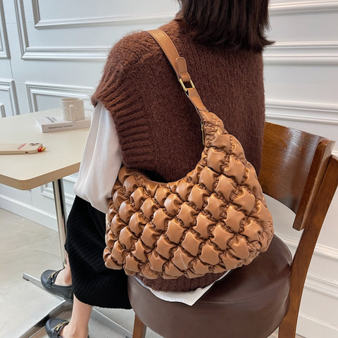 Luxury Brand Women Shoulder Bags Fashion Pleated Argyle Quilted Soft Leather Female Crossbody Bag Designers New Women's Handbags