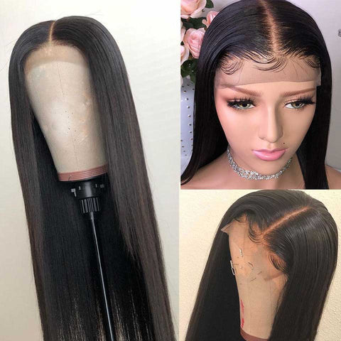 Beyprern 32 30 Inch Straight Lace Front Wig Hd Lace Frontal Wig Lace Front Human Hair Wigs For Women Brazilian 4X4 Straight Closure Wig