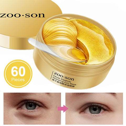 Deep Sea Caviar 24K Gold Moisturizing Eye Mask Remove Dark Circles Anti Age Bag Eye Wrinkle 60pcs Collagen Gel Eye Patches korea