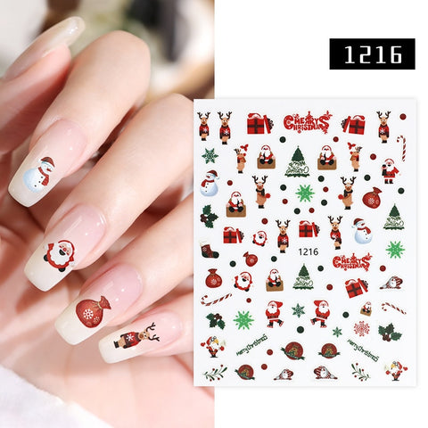 Christmas gifts Christmas Nail Stickers 3D Self-Adhesive Santa Clause Nail Sliders Snowflake Stickers For Nails Nail Art For  Women Manicure