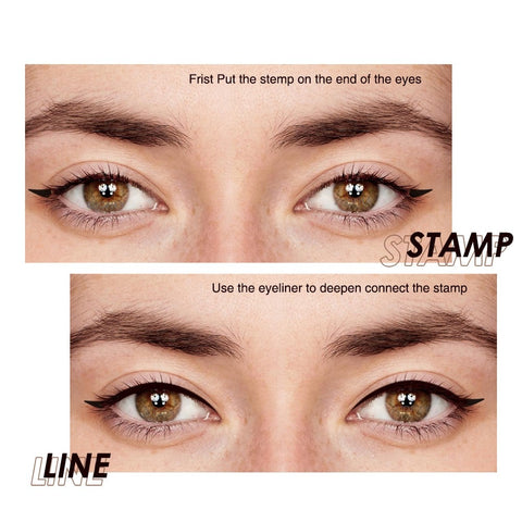 Beyprern Eyeliner Stamp Black Liquid Eyeliner Pen Waterproof Fast Dry Double-ended Eye Liner Pencil Make-up for Women Cosmetics
