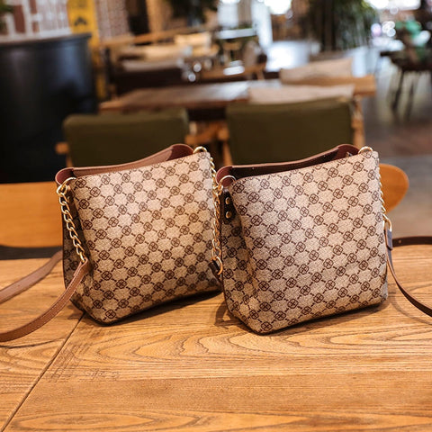 Shoulder Bag For Women 2022 New Luxury With Crossbody Sling Chain Strap Plaid Mahjong Designer Brand Pu Leather Vintage Handbags