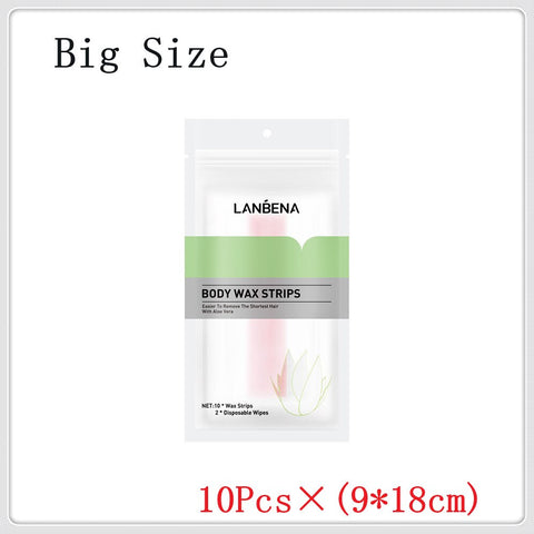 LANBENA Body Wax Strips Hair Removal Papers Natural Beeswax Double Side Depilation Uprooted Silky Bodys Beauty Tools 10Pcs /Sets