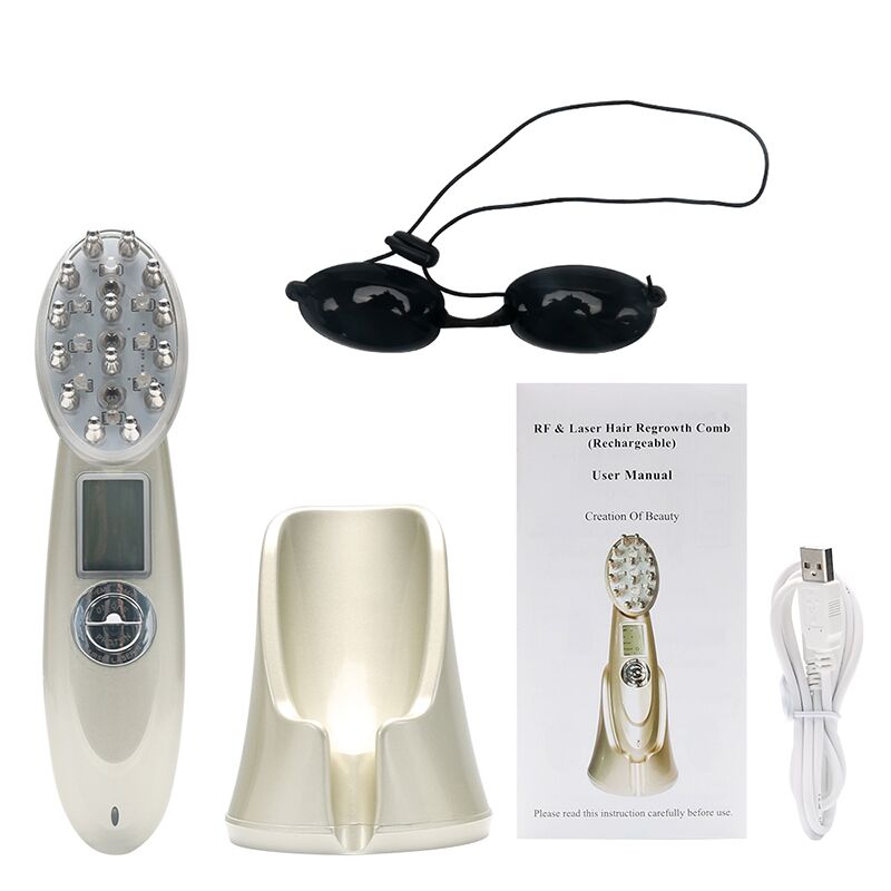 RF Laser Hair Growth Massage Comb Anti Hair Loss Therapy Infrared  Red Light EMS Vibration Massager Hair Care Hair Brush