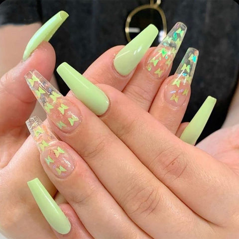 24pcs Gradient False Nails Cute Summer Style Fake Nails  Press On Nails Manicure Decoration Nail With Glue