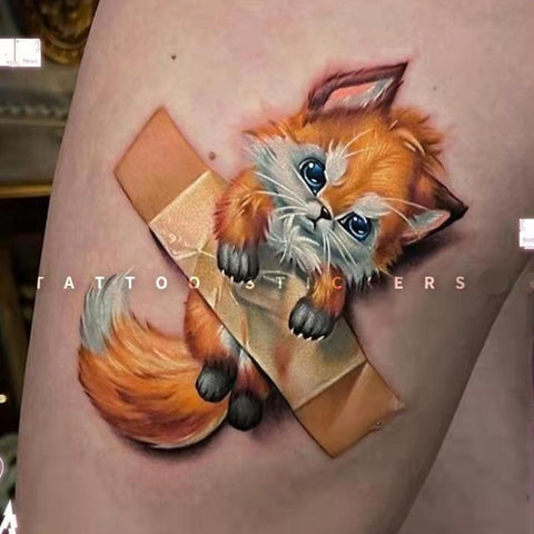 Back to school  Cartoon Fox Waterproof Temporary Tattoo Stickers For Men Women Cute Pets Small Fresh Art Fake Tattoos Animal Childlike Tattoos